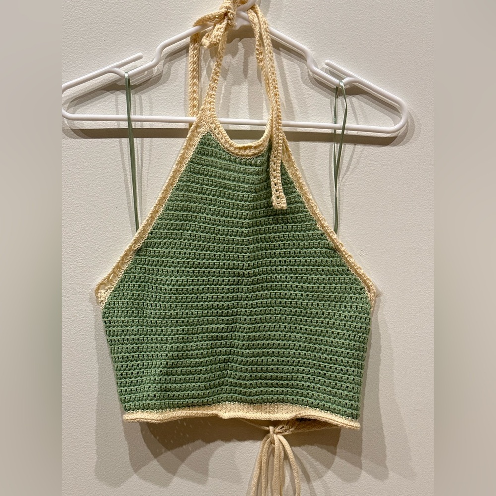NWT Buttermelon crochet halter crop top